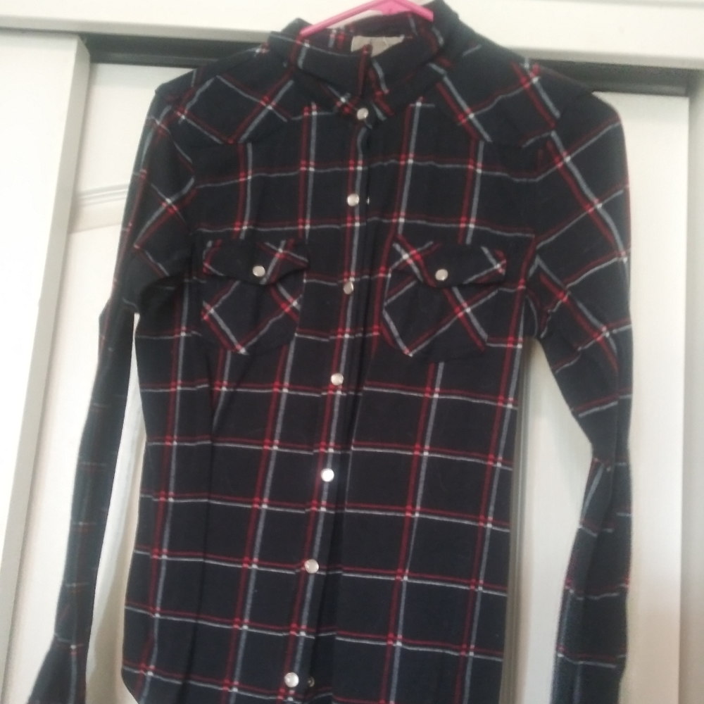 Plaid long sleeve button down